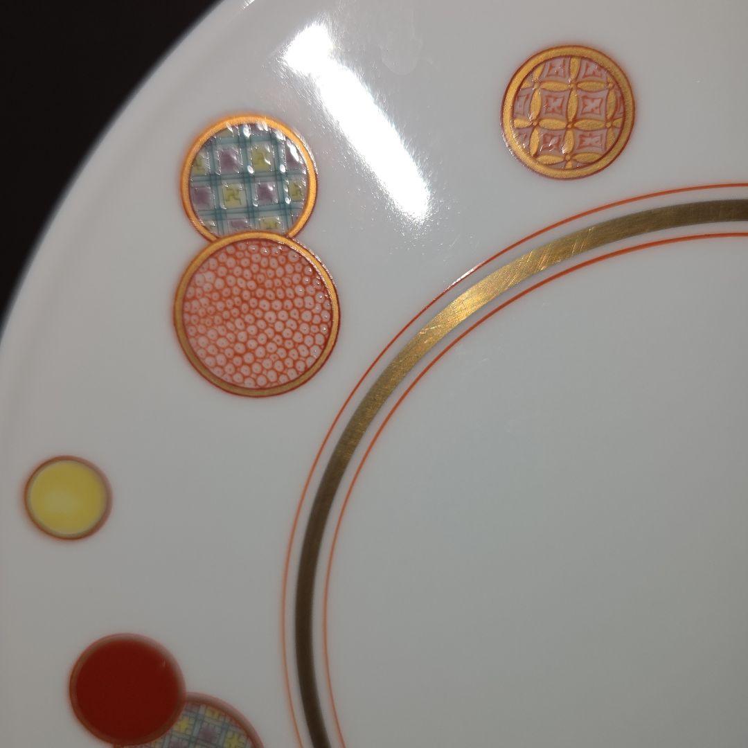 深川製磁　赤絵 丸紋　手毬　プレート　中皿　19.5cm 　5枚