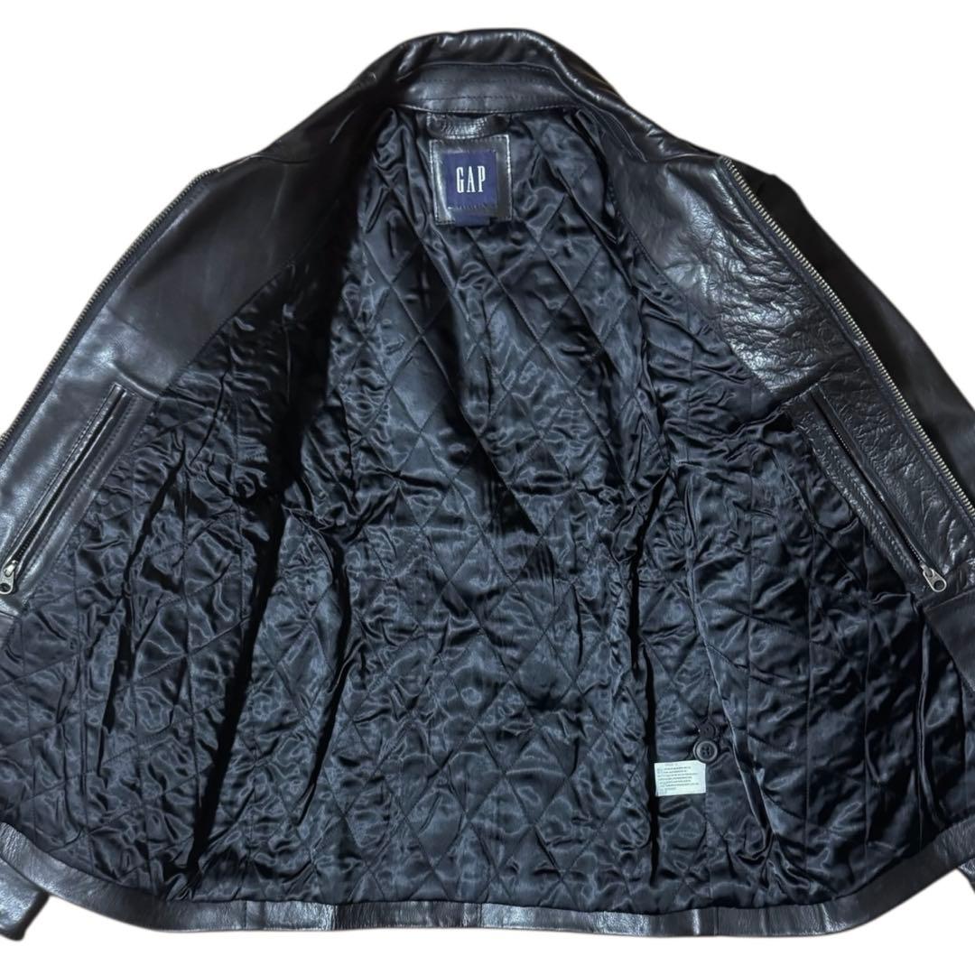 OLD GAP 00s 襟付き 本革 レザージャケット 短丈 ブラック Sサイズ