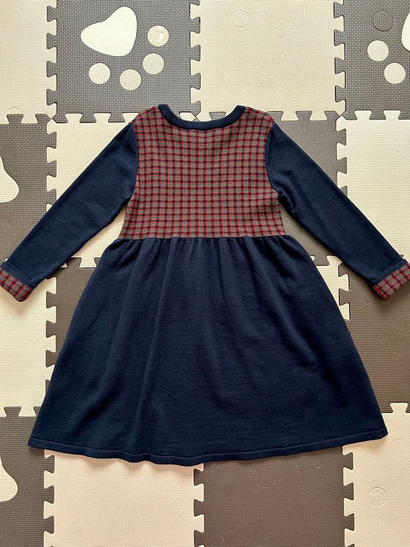 【ポカリスエット】《familiar》チェック柄ニットワンピース 130