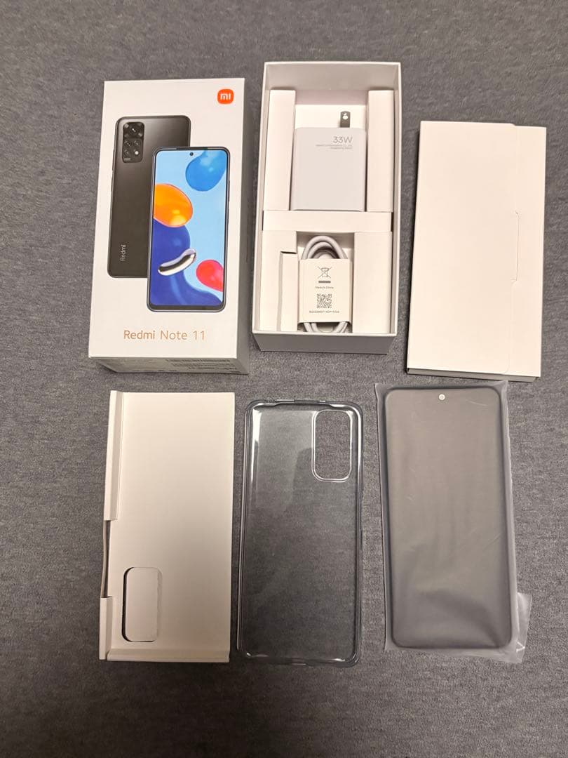 Redmi Note 11 グレー SIMフリー 純正ケース/ケーブル等