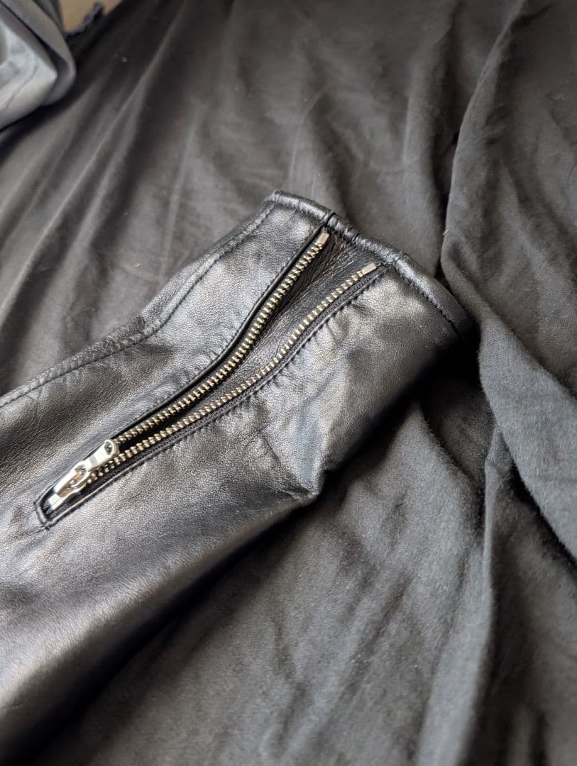 【美品】ナノユニバース　襟付きラムレザーシングルライダースジャケット　XL