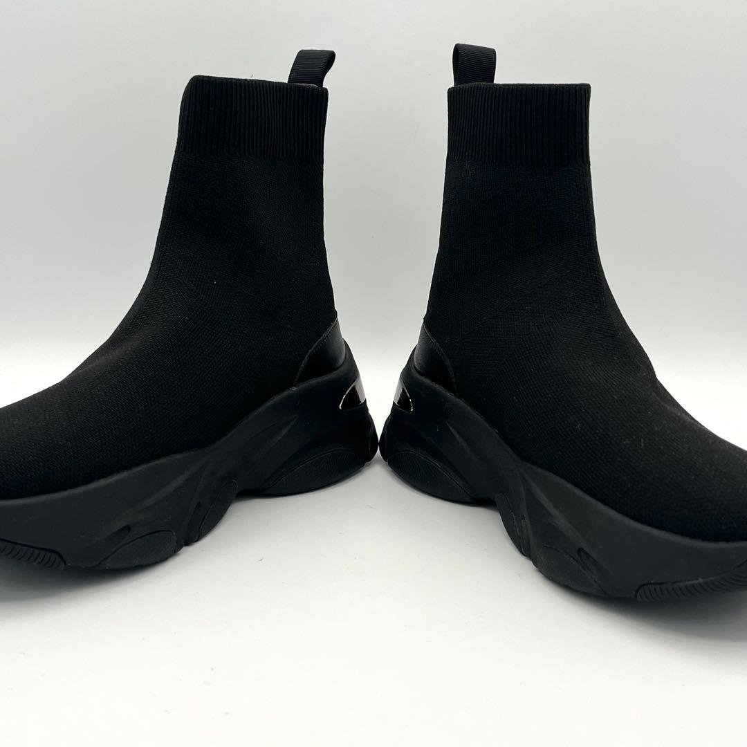 未使用級23cmプラスダイアナ +diana ニットブーツ ソックスブーツ 黒