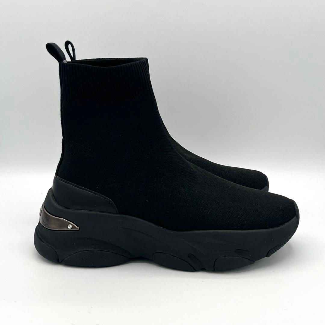 未使用級23cmプラスダイアナ +diana ニットブーツ ソックスブーツ 黒