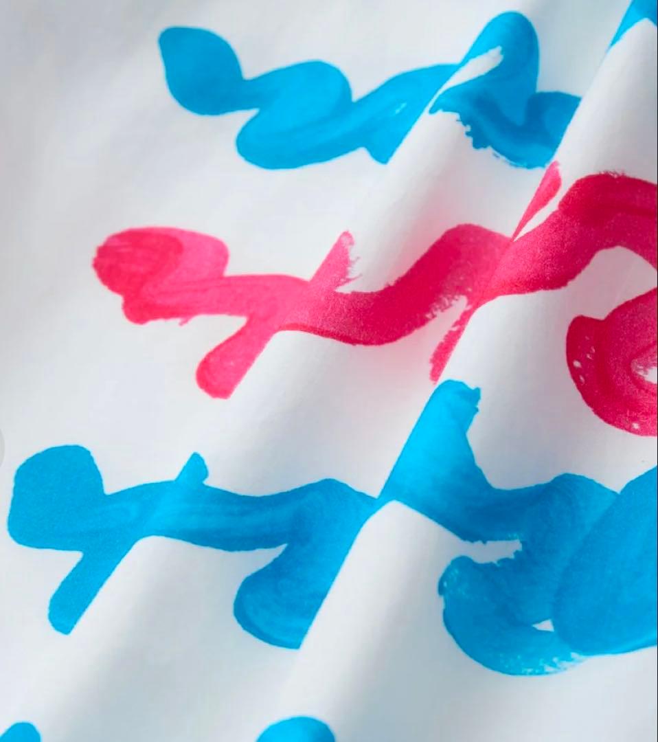 美品ヘラルボニーレギュラーカラーシャツ「blue brush-mm2025」