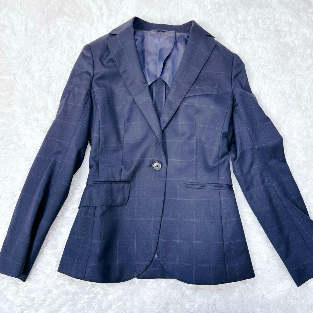 【美品】スーツカンパニー REDA グレンチェック ウール パンツスーツ L