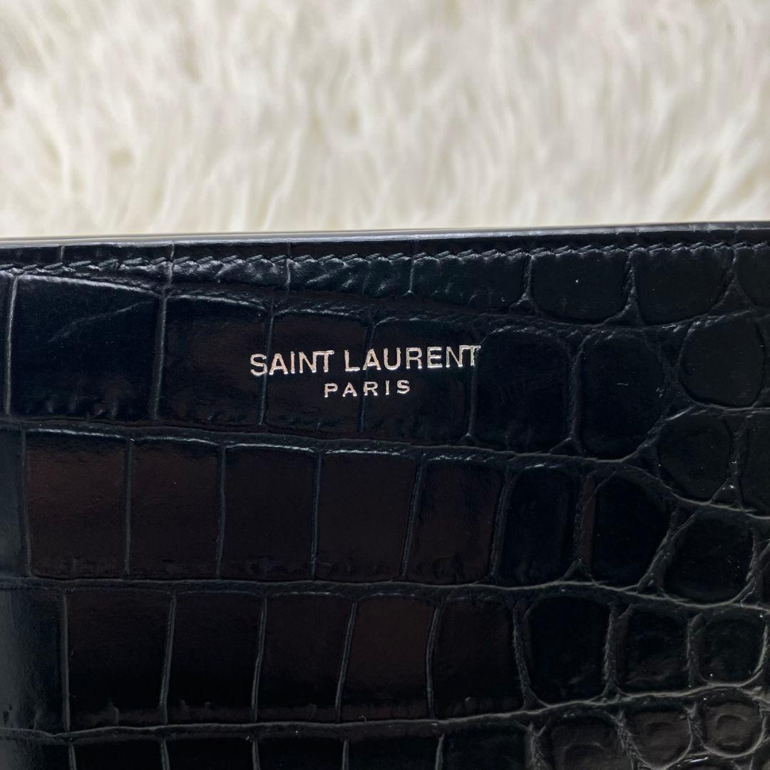 ⭐️極美品⭐️ サンローラン　マネークリップ　クロコ型押し　シルバー金具