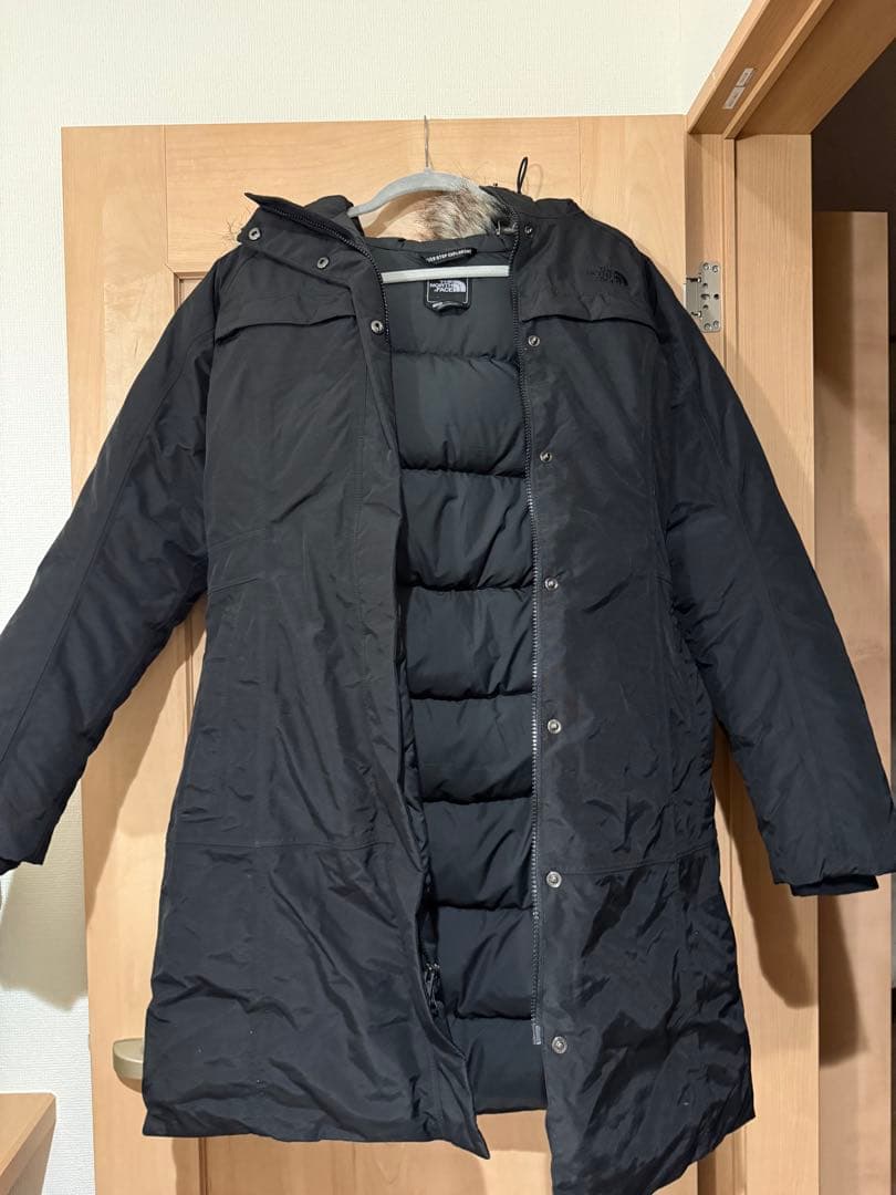 《US古着》ノースフェイス ダウンコート ハイベント ロゴ刺繍 レディースXL