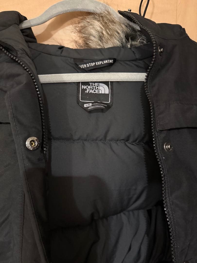 《US古着》ノースフェイス ダウンコート ハイベント ロゴ刺繍 レディースXL