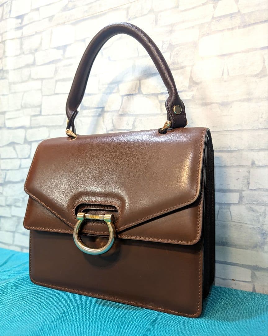 美品♥希少♥セリーヌ ハンドバッグ レザー ガンチーニ フォーマル CELINE