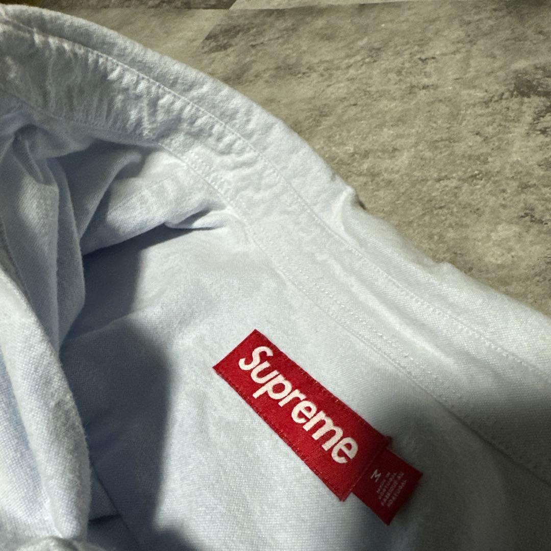 チ*き様 Supreme クラウン　刺繍ロゴ 長袖シャツ M ライトブルー