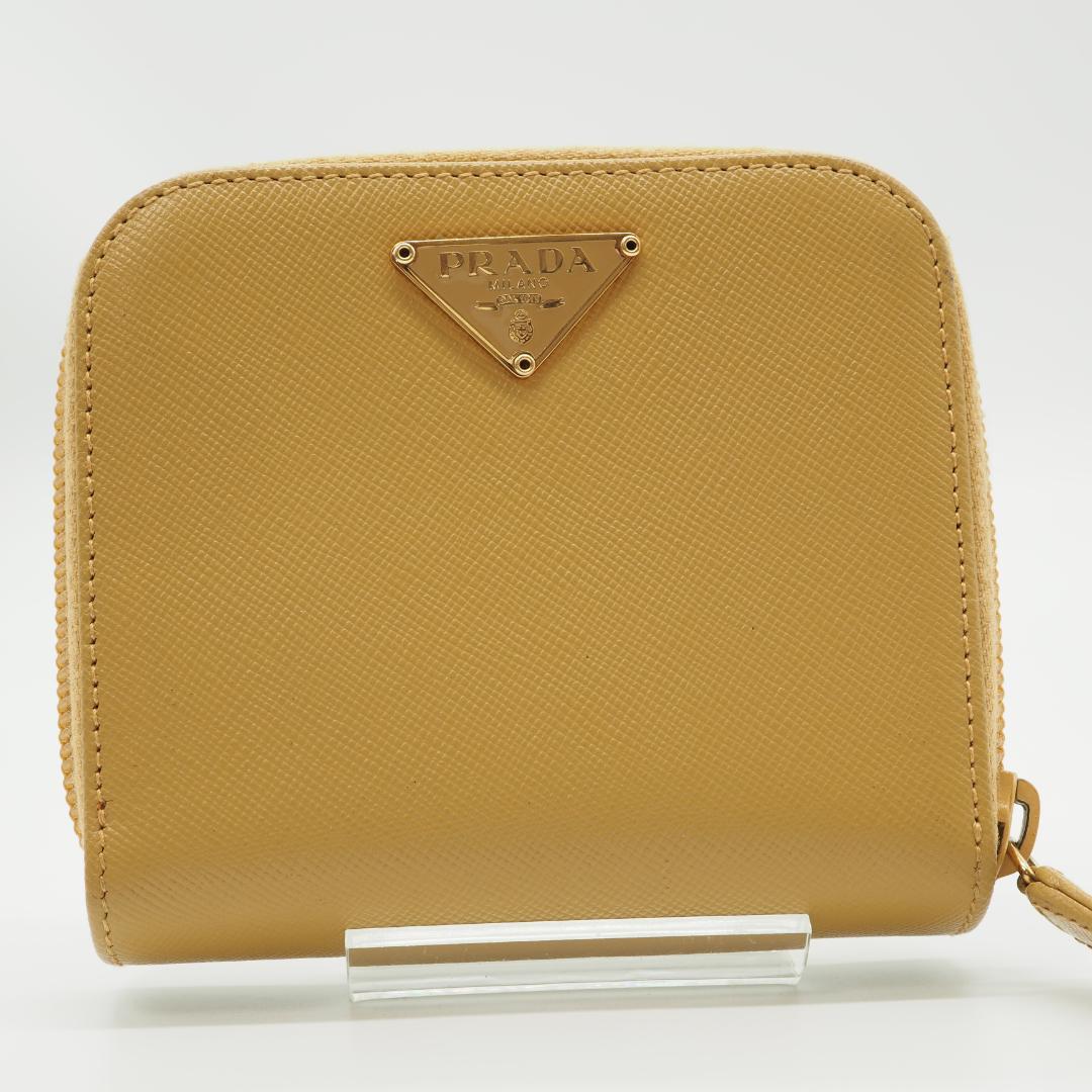 【美品】PRADA プラダ 二つ折り財布 サフィアーノ ラウンドファスナー