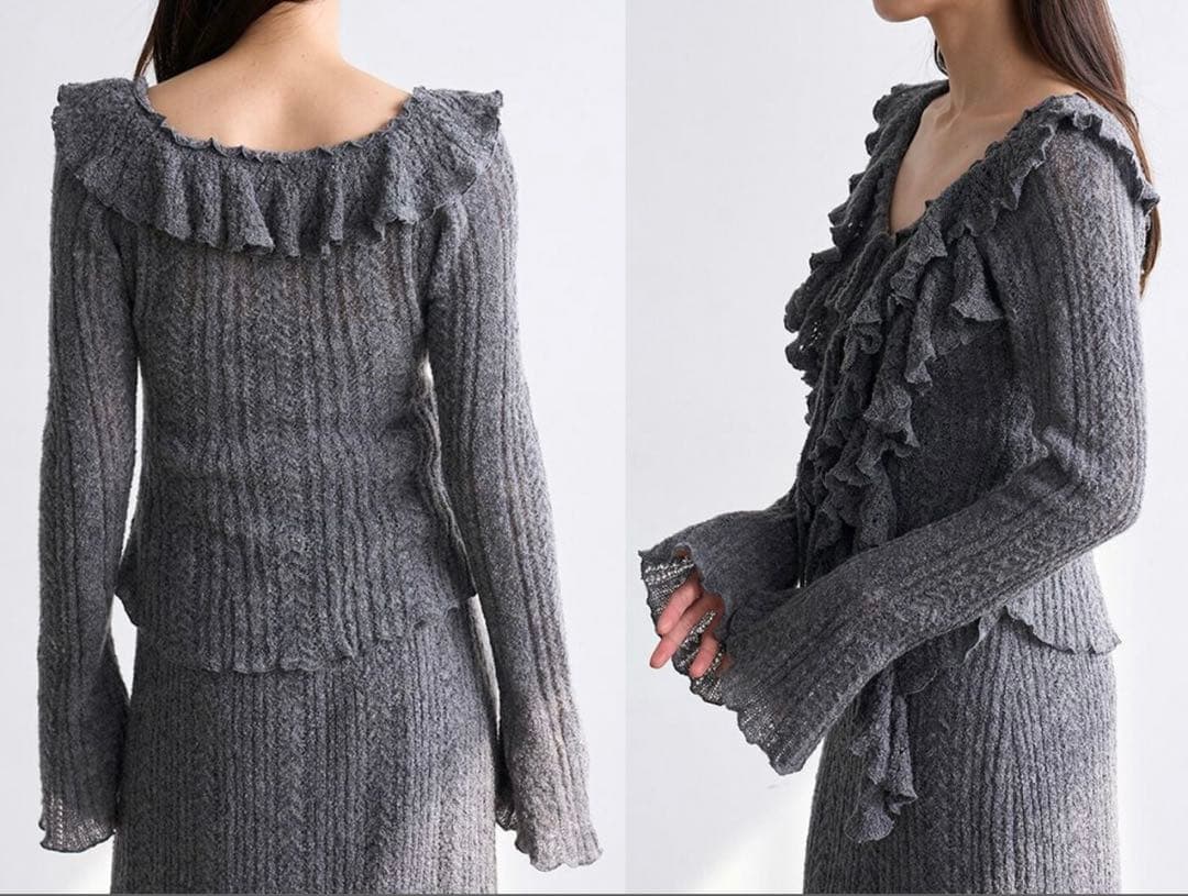 スナイデル　ラッフルデザインニットプルオーバー+スカート