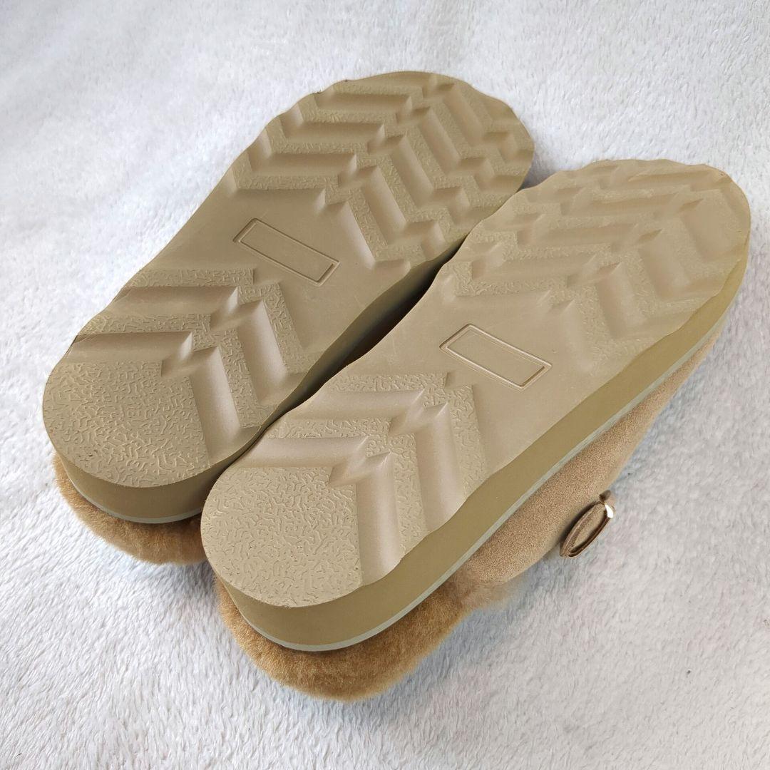 MOHI... モヒ　サボサンダル　ファー　スエード　キャメル　サイズ37