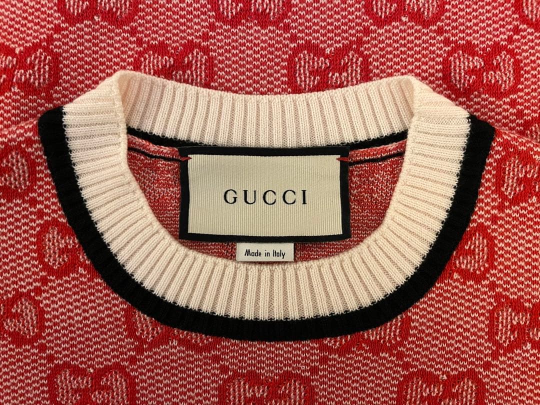 極美品GUCCIグッチ国内正規品GGモノグラム半袖ニットセータートップスXS