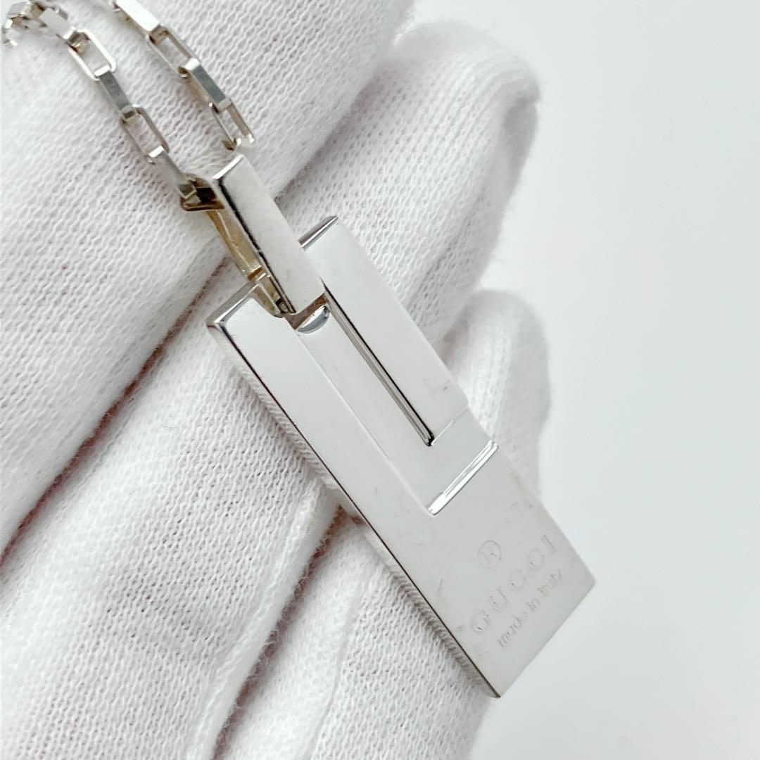 グッチ GUCCI 925 ネックレス シルバー Gロゴ プレート Y733