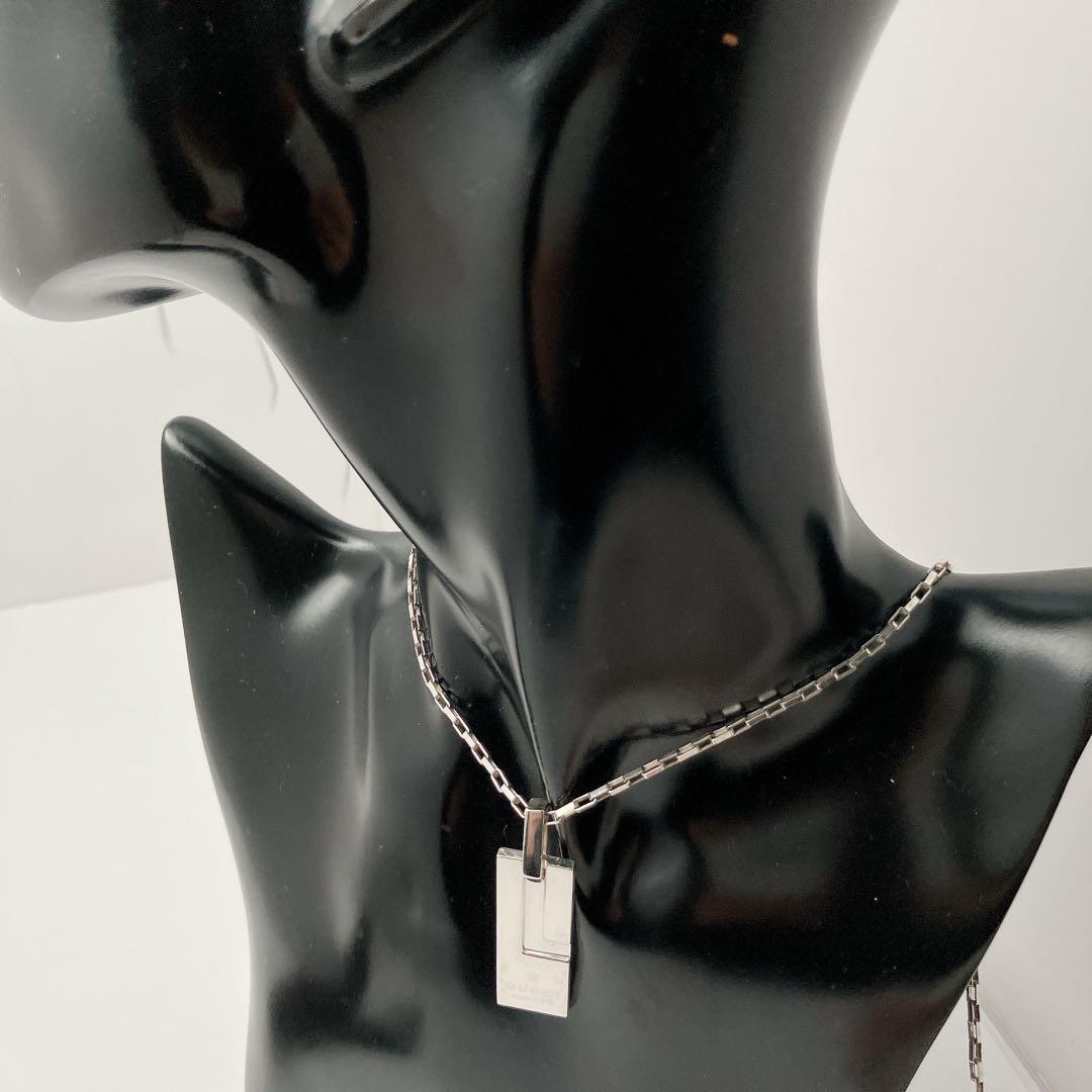 グッチ GUCCI 925 ネックレス シルバー Gロゴ プレート Y733