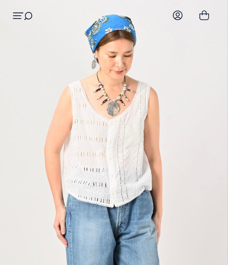 45R フォーティファイブアール　　 度甘平のカットワークキャミソール