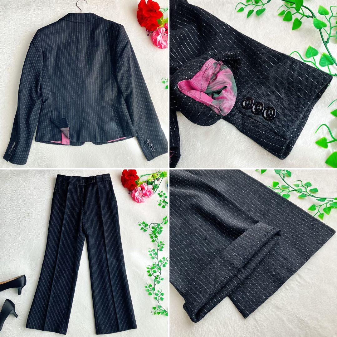 【美品】マックスマーラ★パンツスーツ ウール ストライプ 裏地玉虫 ワイドパンツ