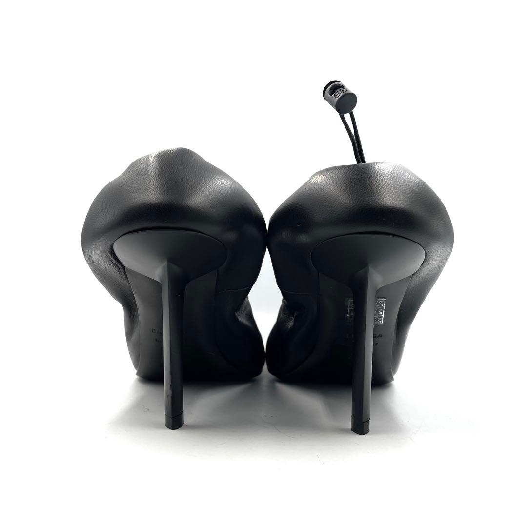 《未使用級》バレンシアガ ギャザーパンプス ドローコード 本革 レザー 黒 38