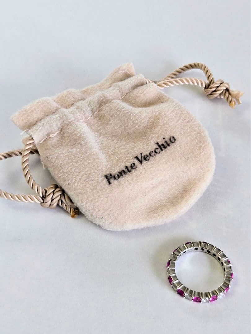 ポンテヴェキオ/K18WG/ルビーダイヤ/フルエタニティーリング/12号