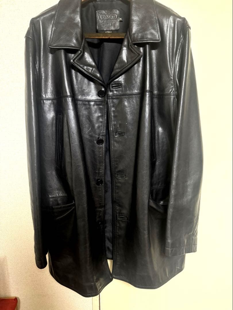 COACH ブラックレザーコート カーコート