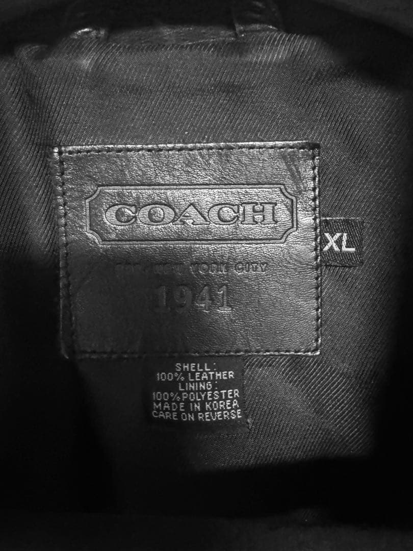 COACH ブラックレザーコート カーコート