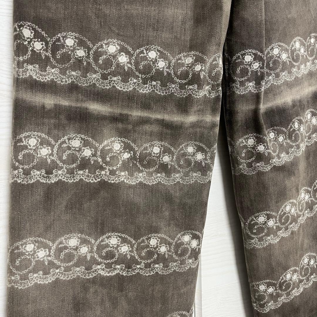 tetta デニムパンツ リボン 花柄 トレースデニム Gパン