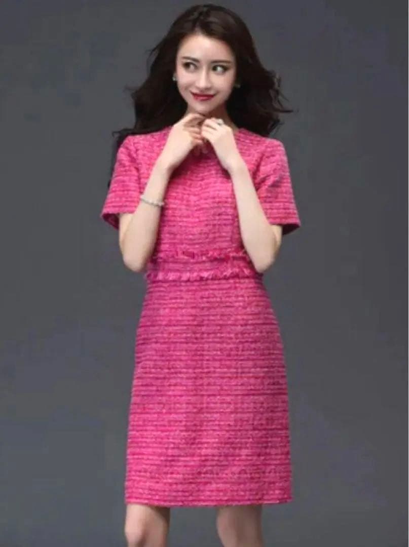 エミリアウィズ♡マリアケントツイードワンピース　ピンク