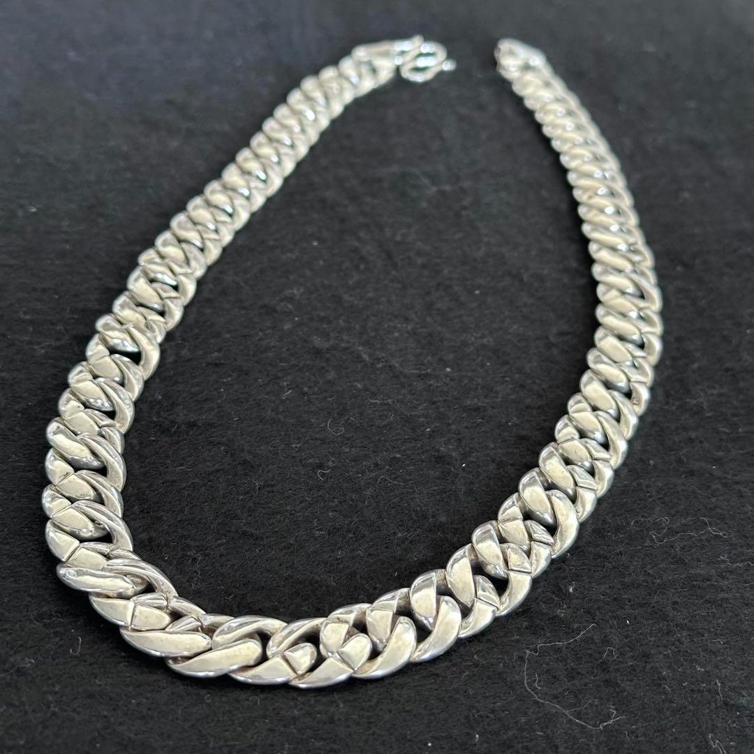 極太　ヴィンテージ チェーン ネックレス シルバー925刻印あり　60cm