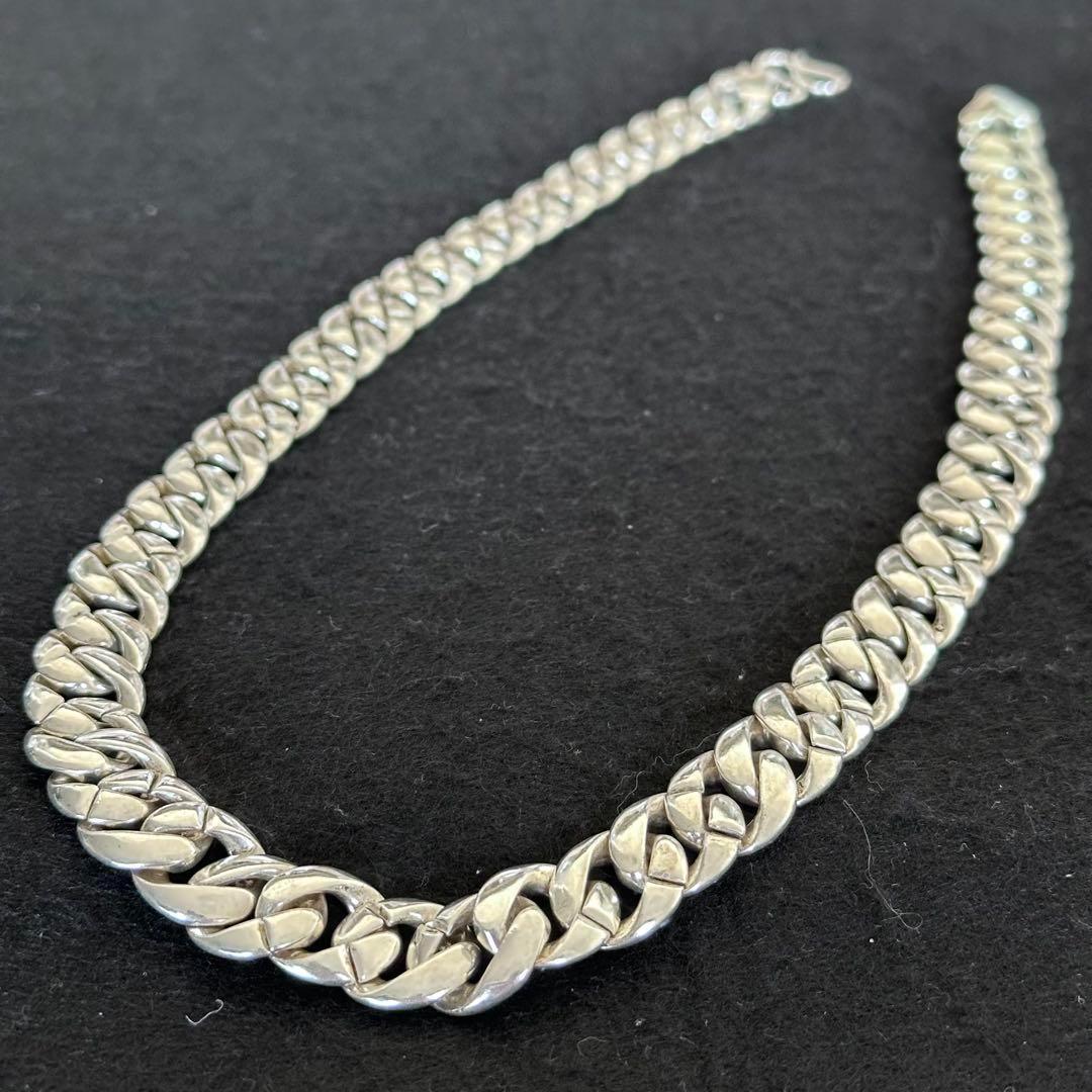 極太　ヴィンテージ チェーン ネックレス シルバー925刻印あり　60cm