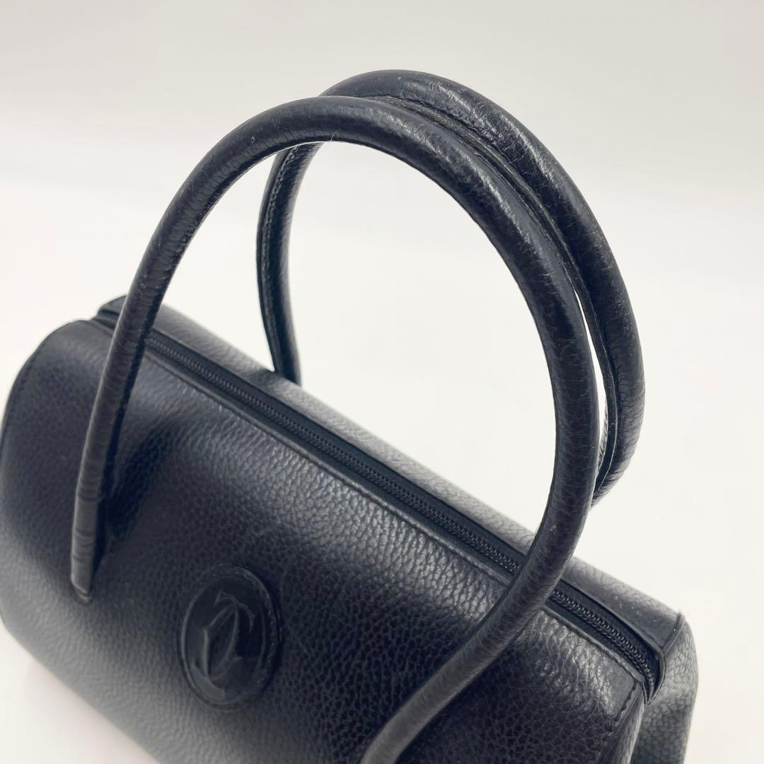 ✨希少 極美品✨カルティエ ミニボストン マストライン 本革 ゴールド金具 黒