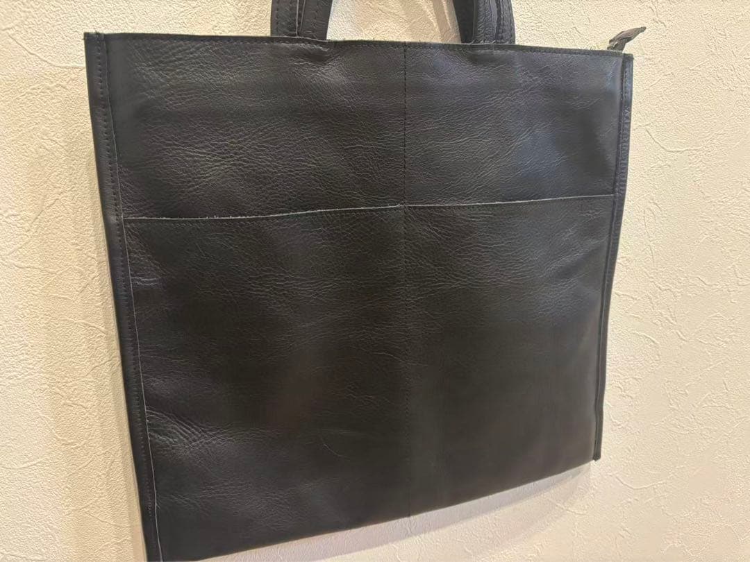 OUR 2WAYフィットトートバッグ レザー 本革ブラッ【定価2.8万】