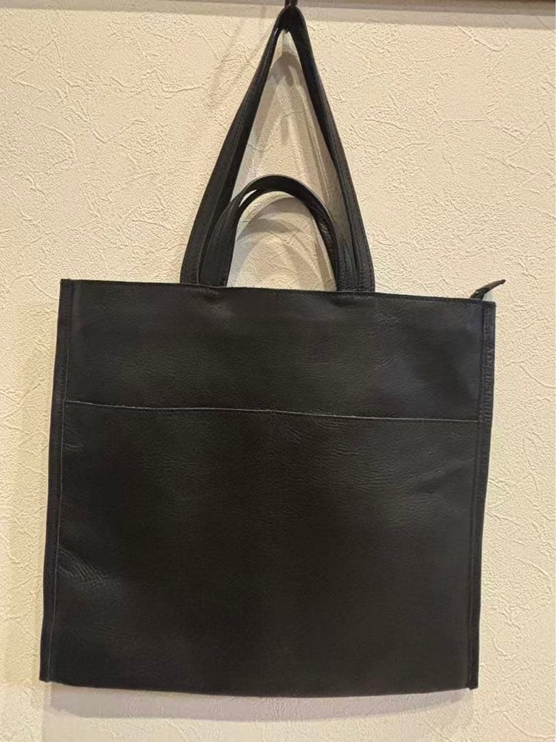 OUR 2WAYフィットトートバッグ レザー 本革ブラッ【定価2.8万】