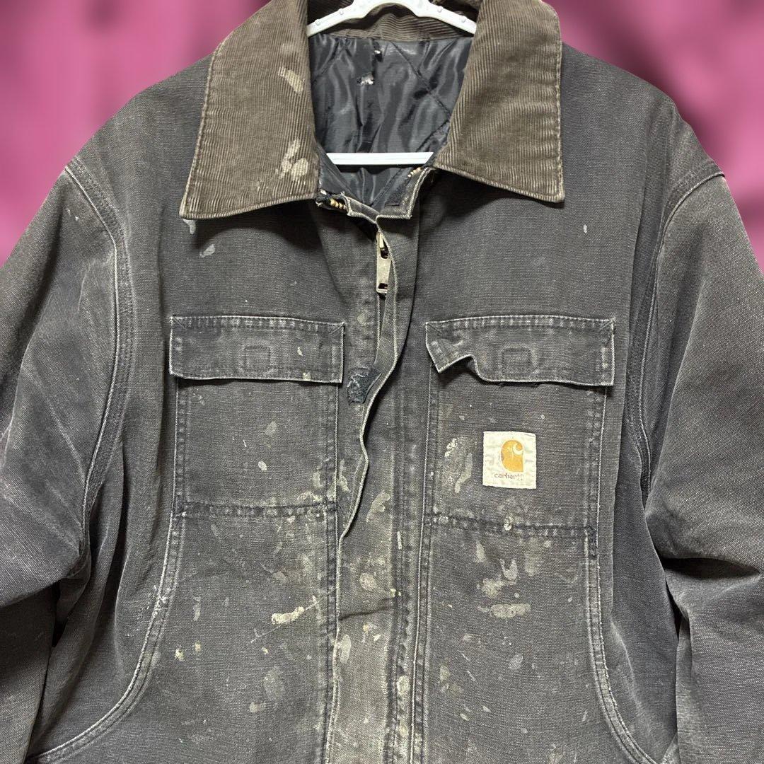 鬼フェードカーハートボロダークグレー デトロイトジャケットBORO古着