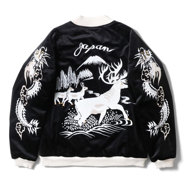 新品＊HOUSTON 別珍 スーベニアジャケット トナカイ柄 ブラック XL