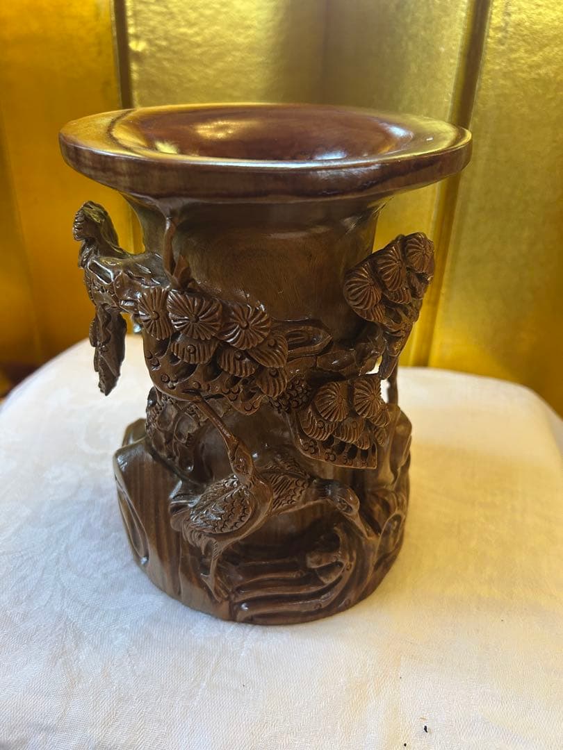 中国古玩　希少　根っこベン立て　木製彫刻　在銘　筆筒　SALE出品中