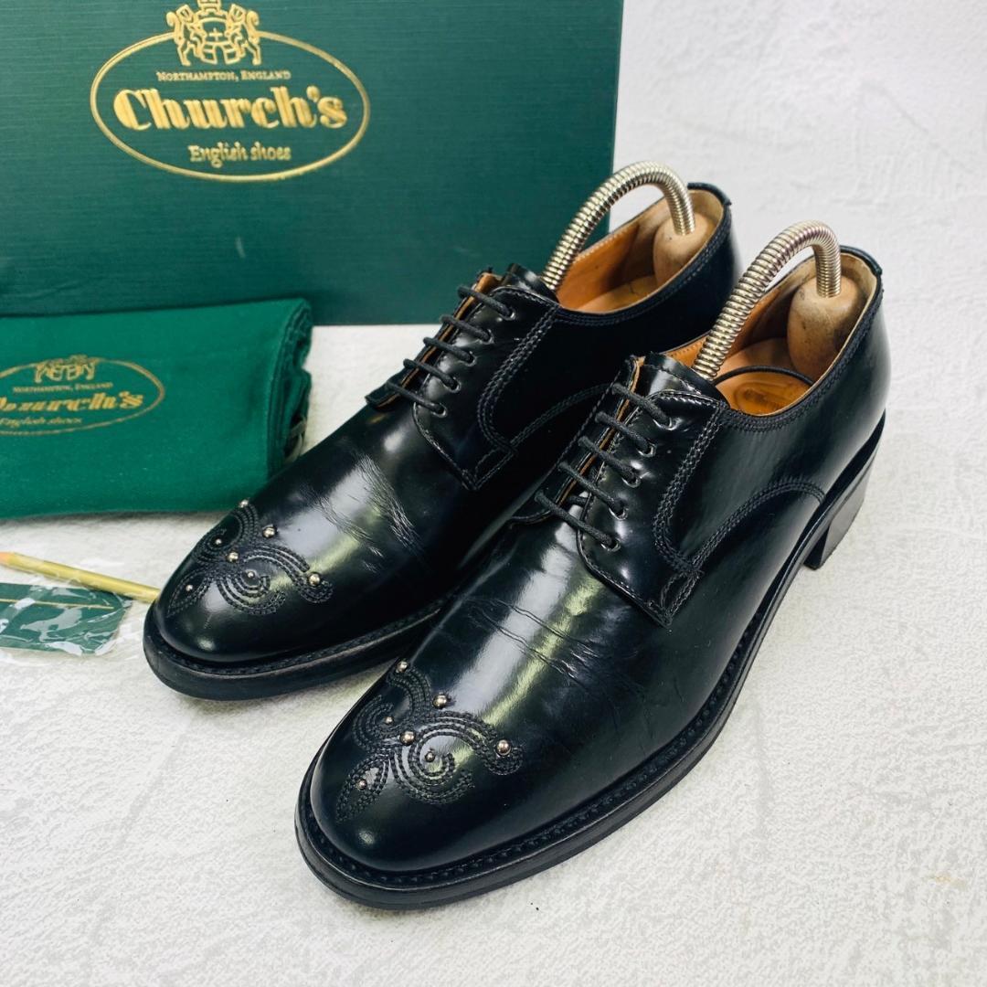 【良品】チャーチ LEAH R シャノン型 スタッズ 黒 35.5 革靴 高級