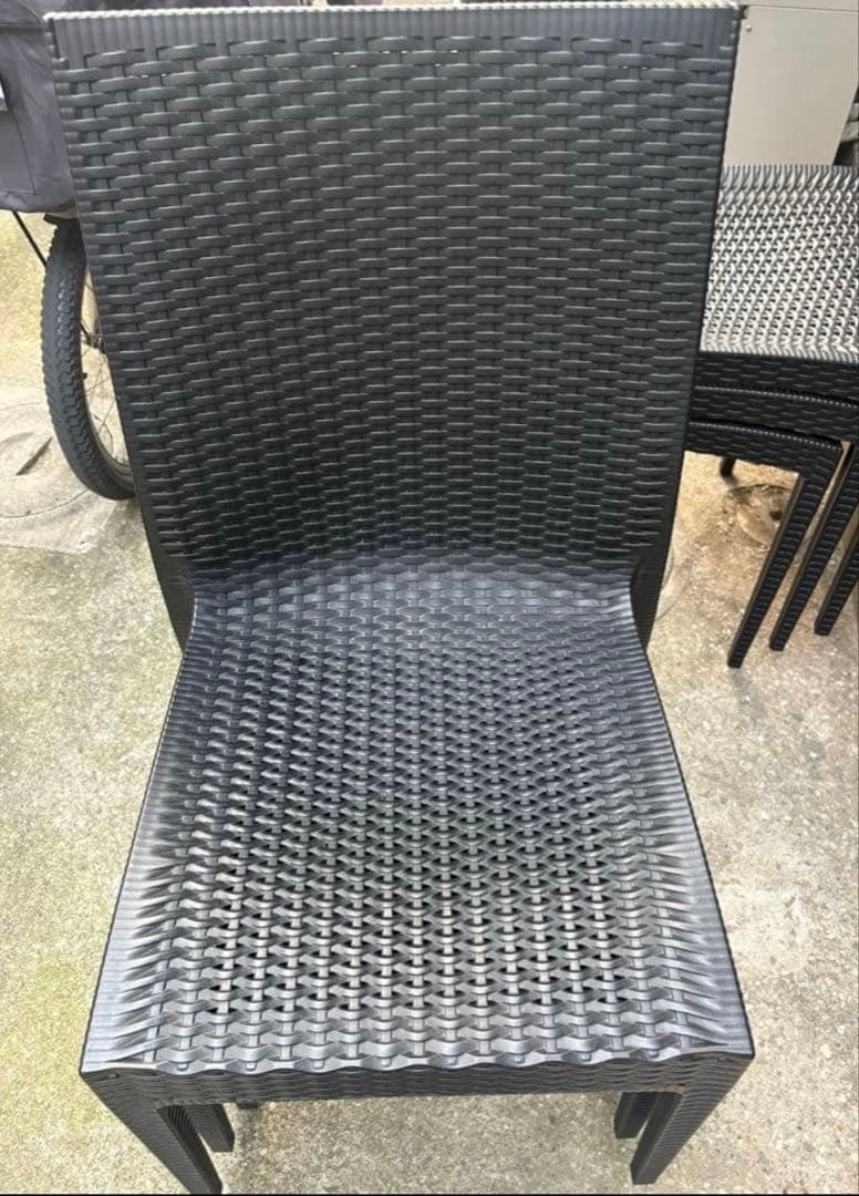 ブラックラタン風チェア2脚セット　肘なし