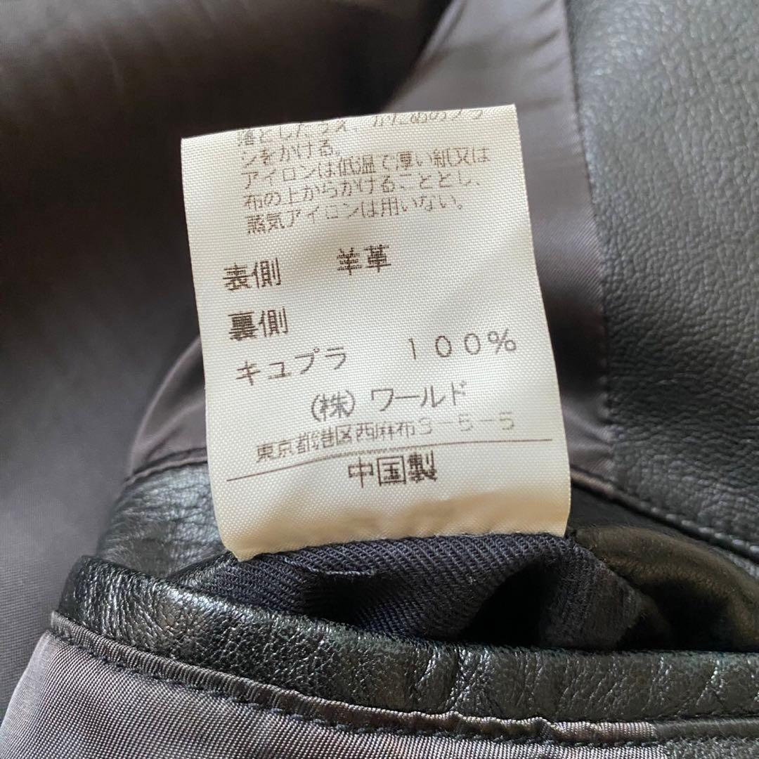 【美品✨】タケオキクチ 羊革 レザーチェスターコート ロング丈 黒 M