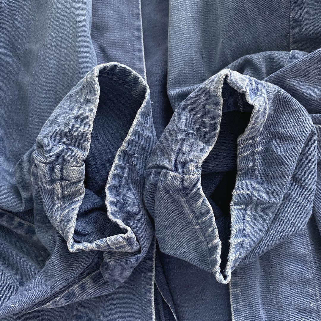 ユーロ　ヴィンテージ　ブルー ベルト付き　ローブコート　ショップコート