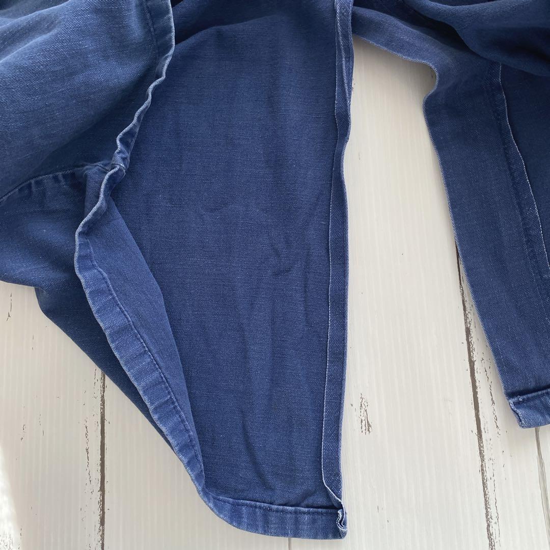 ユーロ　ヴィンテージ　ブルー ベルト付き　ローブコート　ショップコート