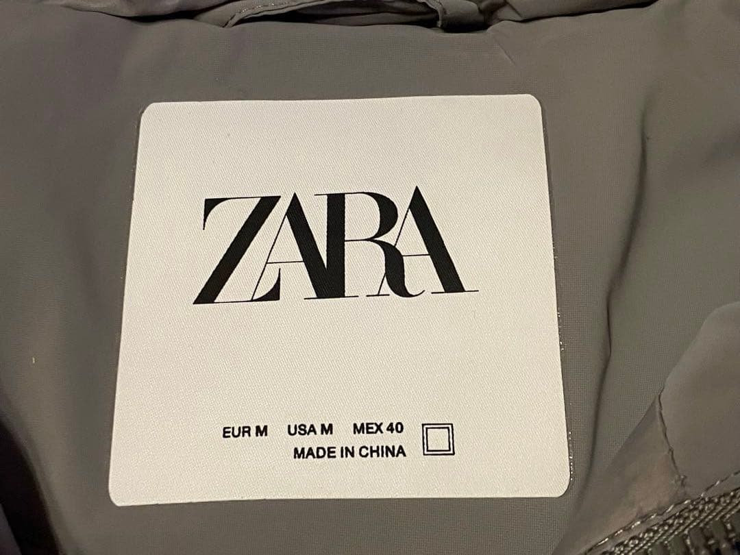 【美品】ZARA ダウンコート　パーカー　グレー　ザラ　M