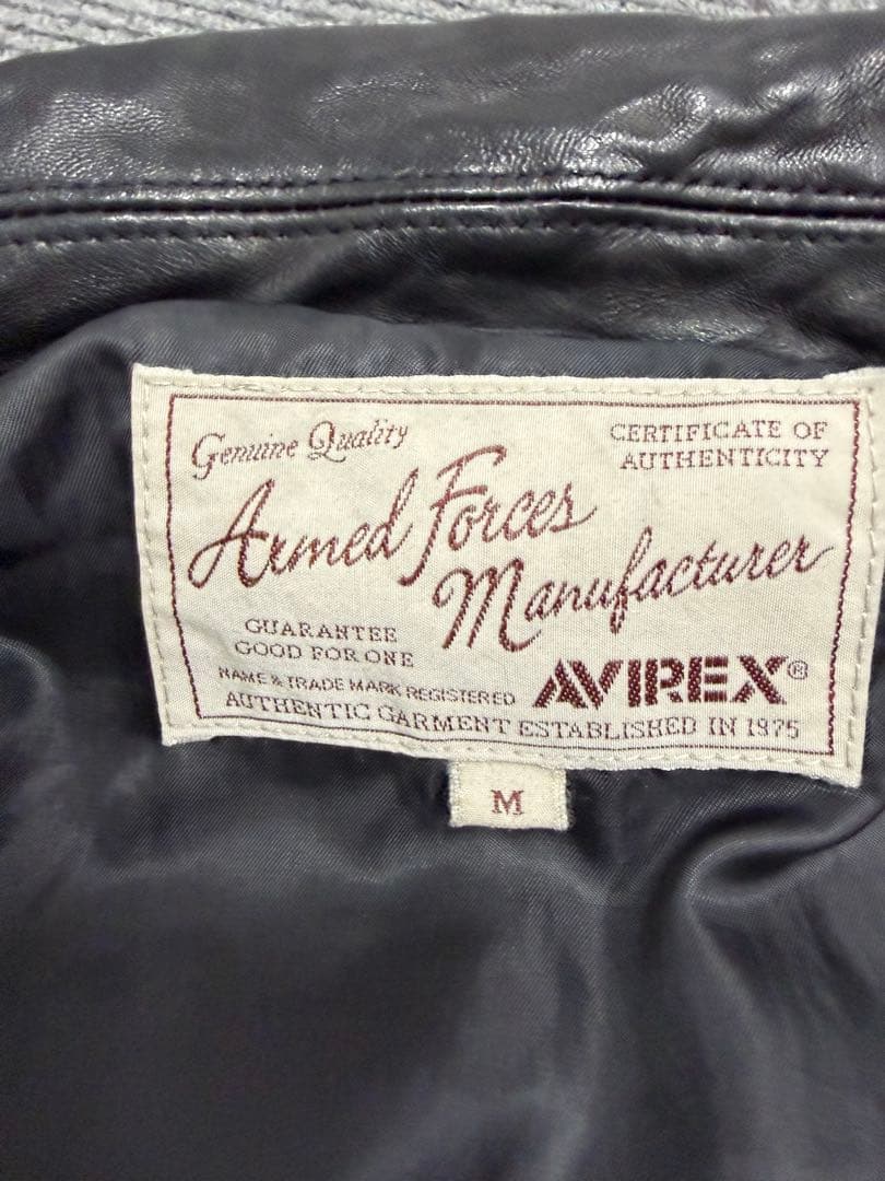 AVIREX ブラック レザーライダースジャケット