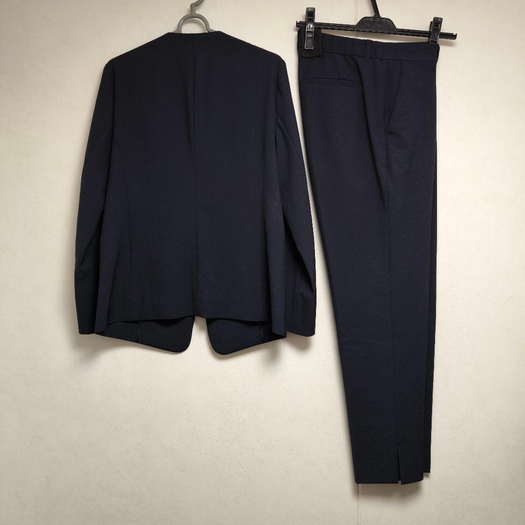 UNTITLED 38 M ネイビー ノーカラー パンツスーツ