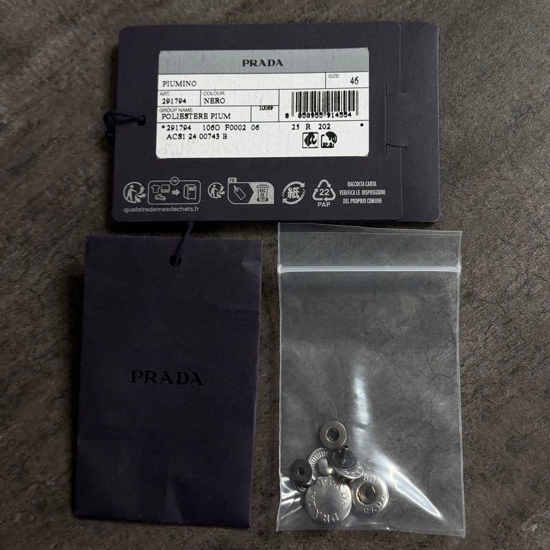 美品 PRADA ロゴ プレート ナイロン ダウン ファー 291794 46