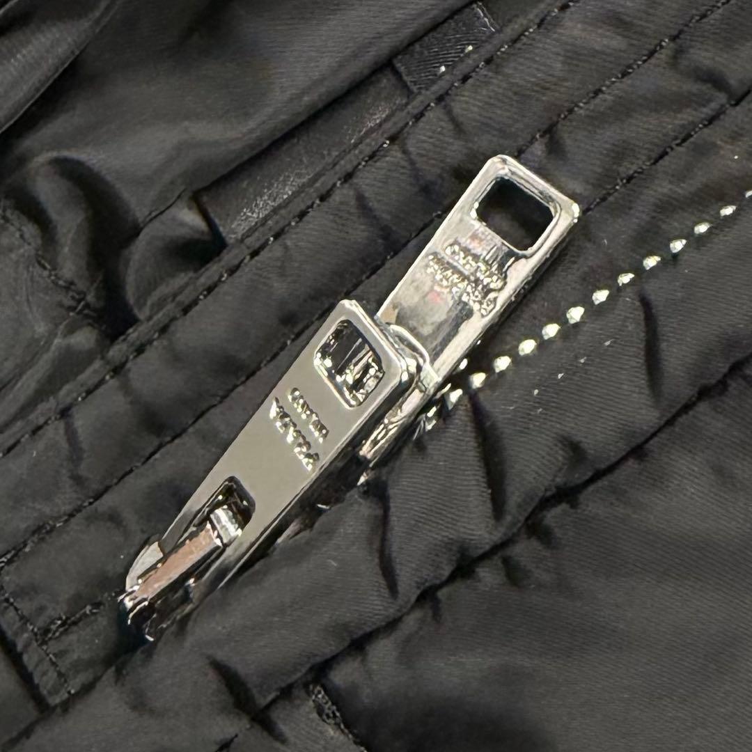 美品 PRADA ロゴ プレート ナイロン ダウン ファー 291794 46
