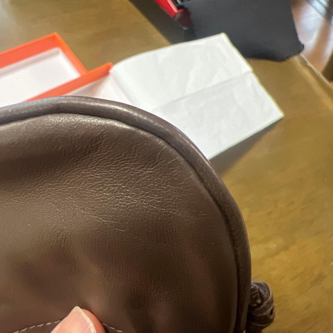 HERMES 巾着 レザー ブラウン ケース