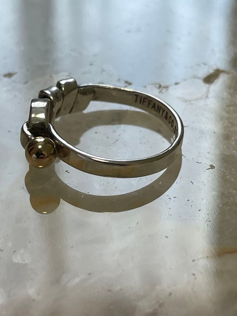 TIFFANY&CO. ティファニー　ラブノットリング 750 シルバー　金