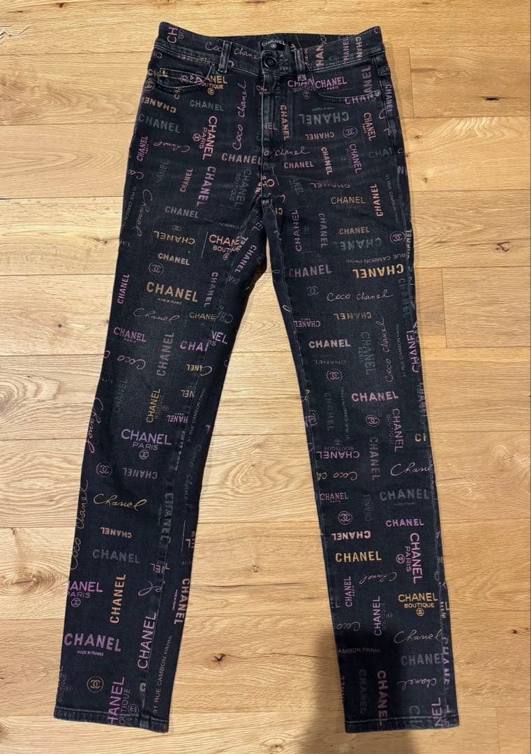 CHANEL プリントロゴデニムパンツ size36