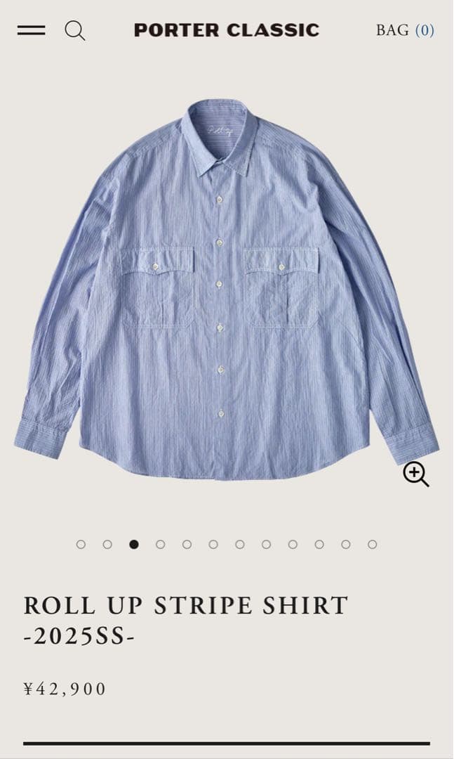 トップス PORTER CLASSIC ROLL UP SHIRT